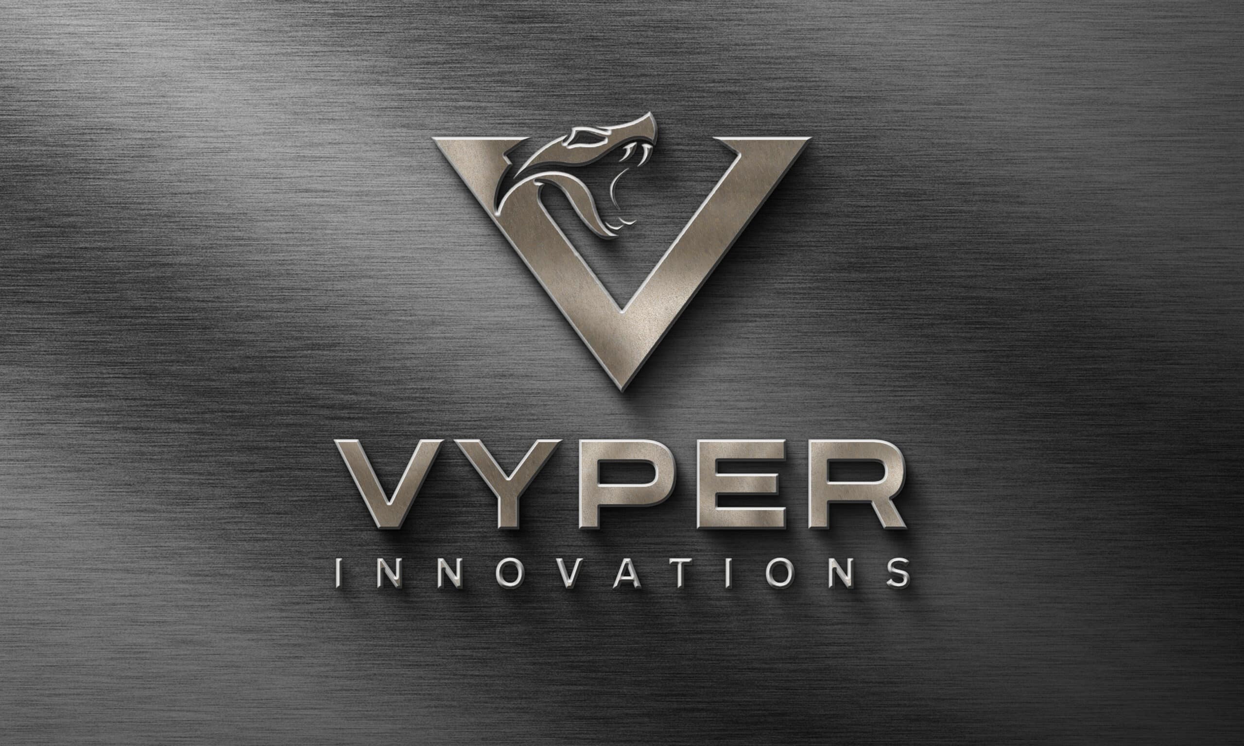 Vyper Innovations Logo on Iron Wall Vyper Innovations Logo on Iron Wall